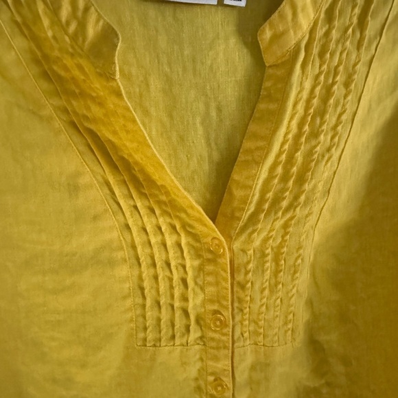 Kim Rogers Yellow 100% linen Blouse size XL 3/4 sleeves - Picture 2 of 8